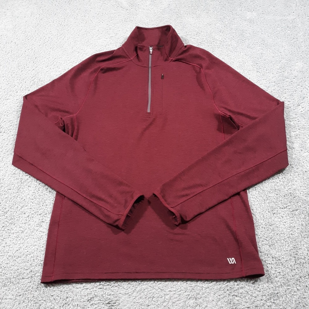 VRST Performance Pullover Sweatshirt Bamboo Blend Mens Size Small Maroon 1/4 Zip